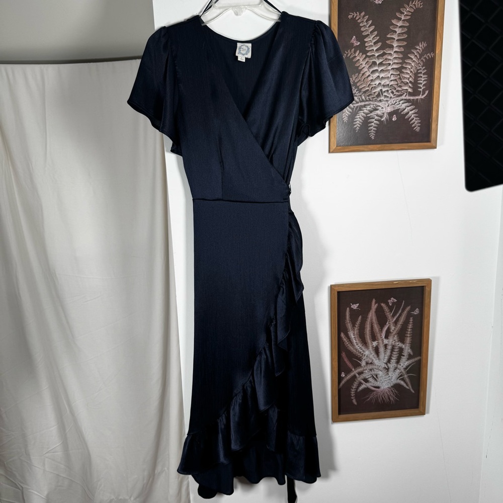 Blue Rain Navy Wrap Dress (L)